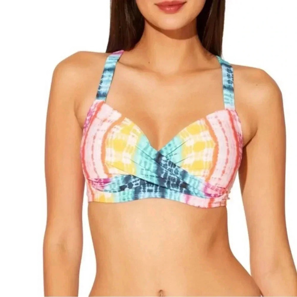 Bleu Rod Beattie Rainbow Tye Dye D-Cup Swim Top 38D and Bottom Size 12 - Picture 2 of 10